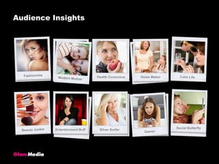 Audience InsightsFashionistaHealth ConsciousHome MakerLuxe LifeModern MotherSocial ButterflyEntertainment BuffBeauty JunkieSilver SurferGamer