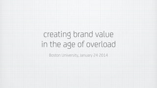 creating brand value
in the age of overload
Boston University, January 24 2014

 