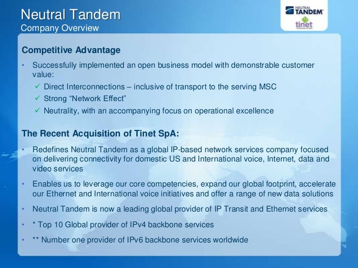 Neutral Tandem HCS