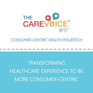 CONSUMER-CENTRIC HEALTH INSURTECH
TRANSFORMING
HEALTHCARE EXPERIENCE TO BE
MORE CONSUMER-CENTRIC
 