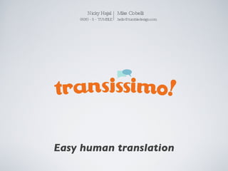 Easy human translation Nicky Hajal  Mike Cobelli (608) - 5 - TUMBLE  [email_address] 