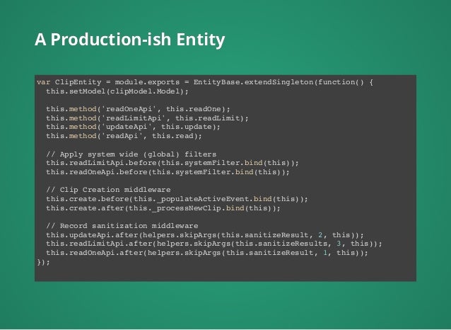 Entities on Node.JS