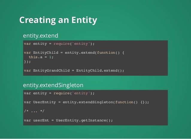 Entities on Node.JS
