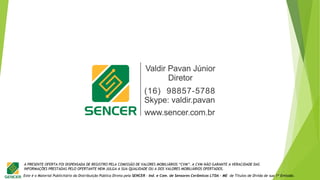 Este é o Material Publicitário da Distribuição Pública Direta pela SENCER - Ind. e Com. de Sensores Cerâmicos LTDA - ME de Títulos de Dívida de sua 1ª Emissão.
A PRESENTE OFERTA FOI DISPENSADA DE REGISTRO PELA COMISSÃO DE VALORES MOBILIÁRIOS “CVM”. A CVM NÃO GARANTE A VERACIDADE DAS
INFORMAÇÕES PRESTADAS PELO OFERTANTE NEM JULGA A SUA QUALIDADE OU A DOS VALORES MOBILIÁRIOS OFERTADOS.
 