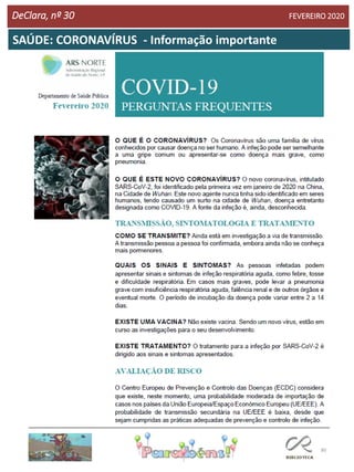 80
SAÚDE: CORONAVÍRUS - Informação importante
DeClara, nº 30 FEVEREIRO 2020
 