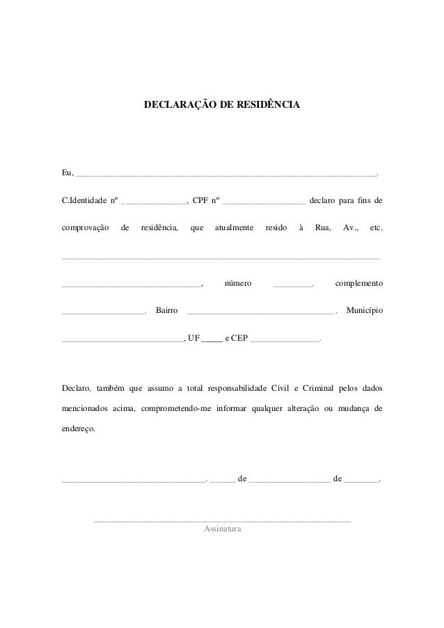 Declaracaoderesidencia