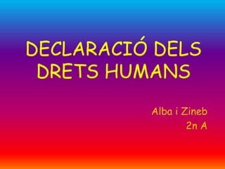 DECLARACIÓ DELS
 DRETS HUMANS
          Alba i Zineb
                  2n A
 