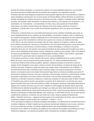 período de cambios epocales. La conciencia cristiana y la responsabilidad pastoral no nos permiten
que permanezcamos indif...