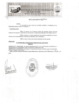 Declaración de Interés Municipal - Alba Posse