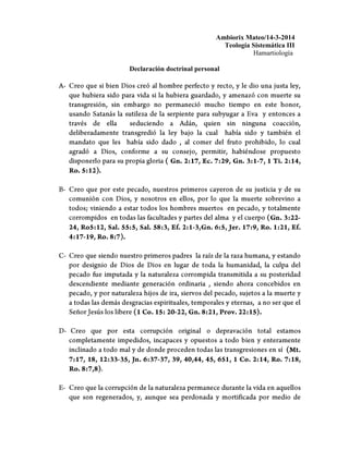 Ambiorix Mateo/14-3-2014
Teología Sistemática III
Hamartiología
Declaración doctrinal personal
 