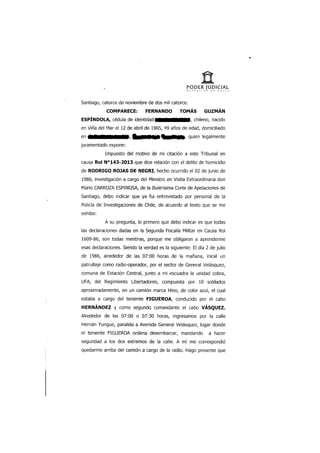Caso Quemados: Declaración de Fernando Guzmán