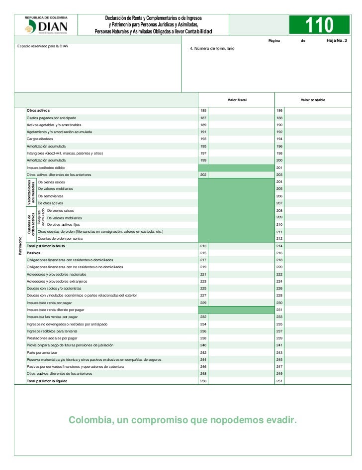 Declaracion de renta año 2011 F-110 NUEVO FORMULARIO DIAN 2012