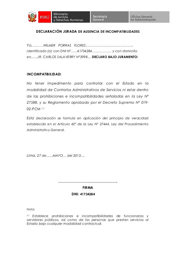 Declaraciones juradas ministerio de justcia Declaraciones juradas ministerio de justcia