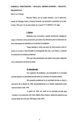 Declaracion judicial completa de Macri frente a Oyarbide