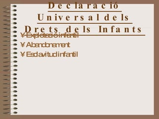 Declaració Universal dels Drets dels Infants Explotació infantil Abandonament  Esclavitud infantil 