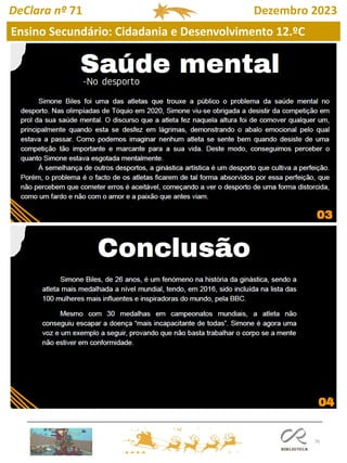 76
DeClara nº 71 Dezembro 2023
Ensino Secundário: Cidadania e Desenvolvimento 12.ºC
 