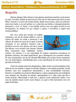 86
DeClara nº 71 Dezembro 2023
Ensino Secundário: Cidadania e Desenvolvimento 12.ºC
continua
 