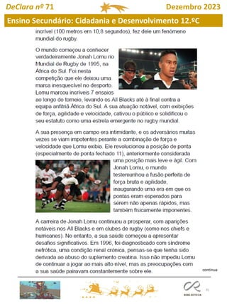 91
DeClara nº 71 Dezembro 2023
Ensino Secundário: Cidadania e Desenvolvimento 12.ºC
continua
 