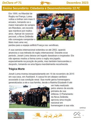 92
DeClara nº 71 Dezembro 2023
Ensino Secundário: Cidadania e Desenvolvimento 12.ºC
continua
 
