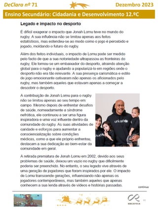 93
DeClara nº 71 Dezembro 2023
Ensino Secundário: Cidadania e Desenvolvimento 12.ºC
continua
 