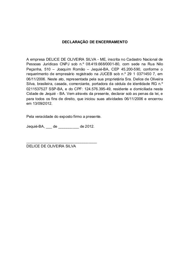 Declaração de encerramento