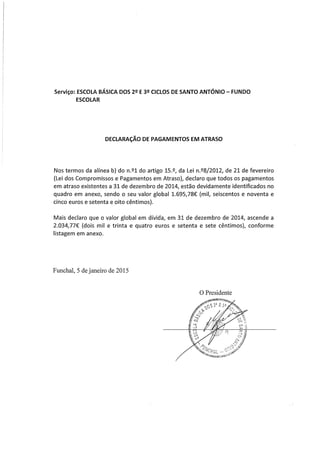 Declaração de pagamentos em atraso fe