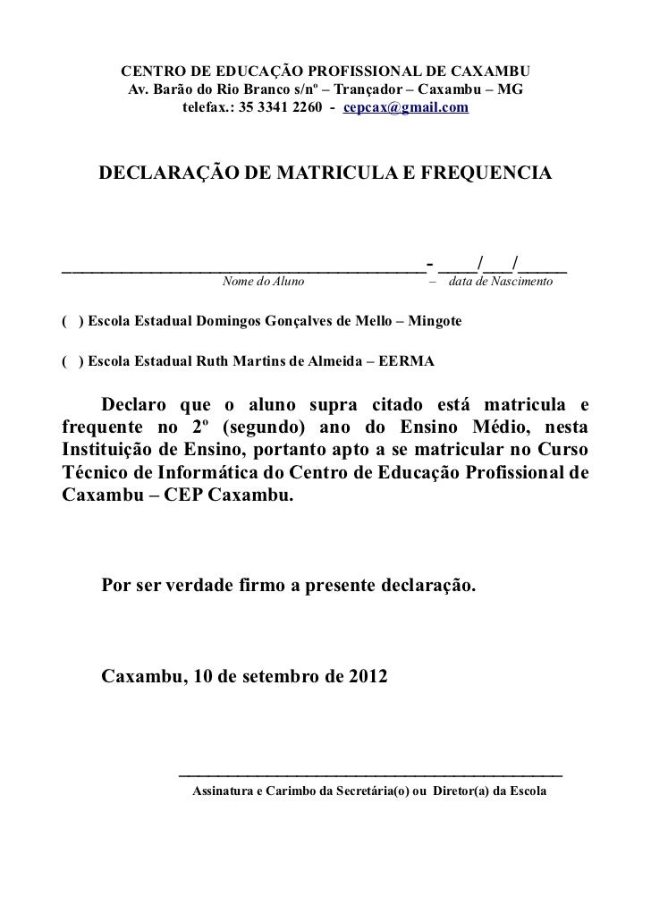 Declaração matricula eermapoli