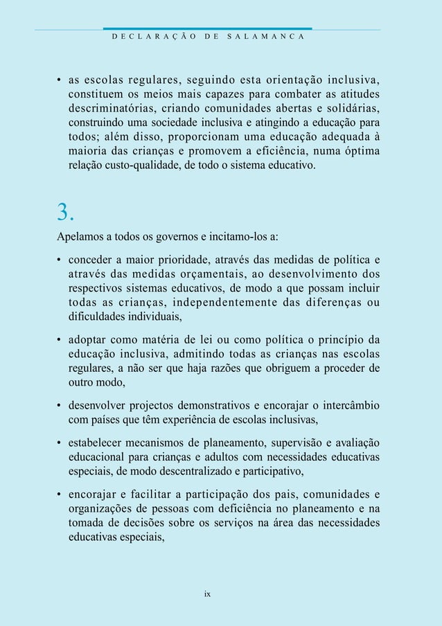 Declaração Salamanca 1994 PDF Declaração Salamanca 1994 PDF