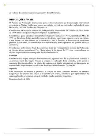 Declaração Universal dos Direitos Linguísticos