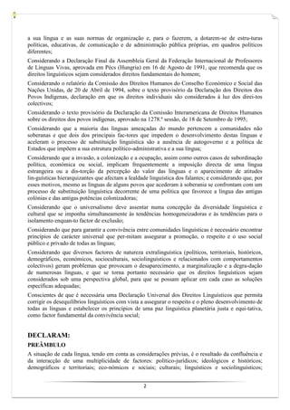 Declaração Universal dos Direitos Linguísticos