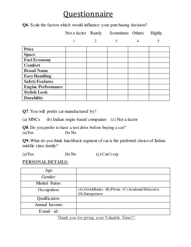 questionnaire example