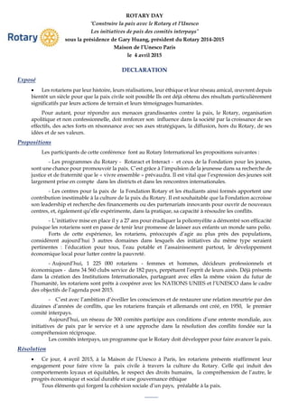 ROTARY DAY
˝Construire la paix avec le Rotary et l’Unesco
Les initiatives de paix des comités interpays˝
sous la présidenc...