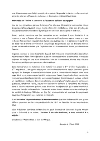 Declaration de candidature Présidentielle 2012 Dioncounda Traore