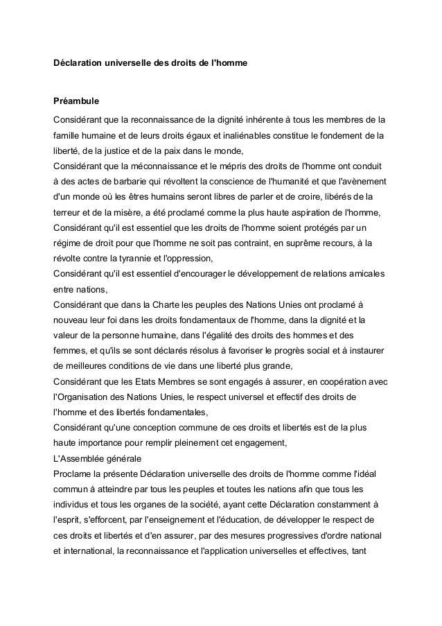 Declaration Des Droits De Lhomme - 