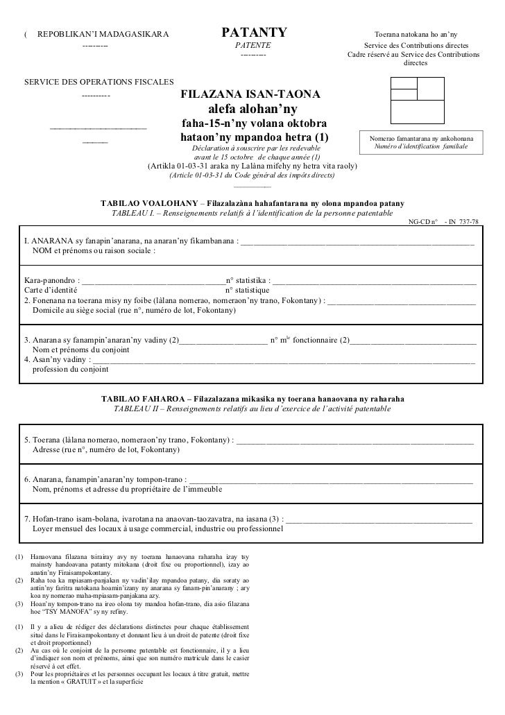 Déclaration de taxe professionnelle