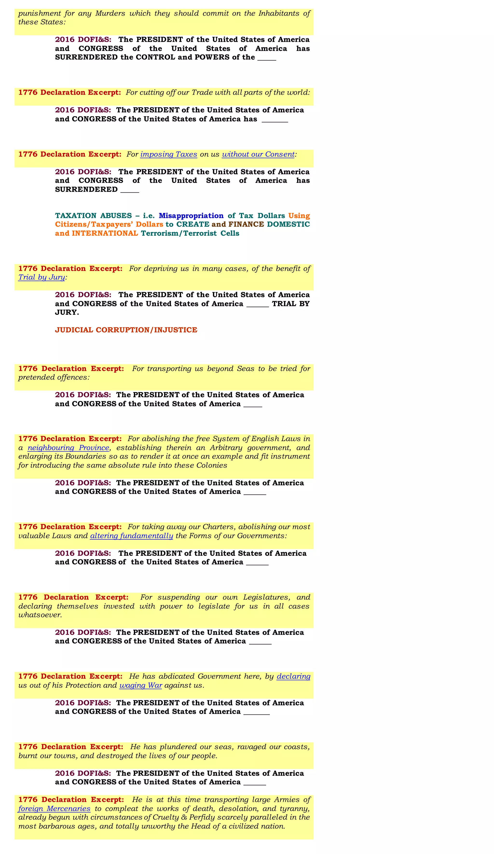 despotism the declaration of independence definition