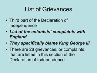 declaration of independence section 2 list of grievances