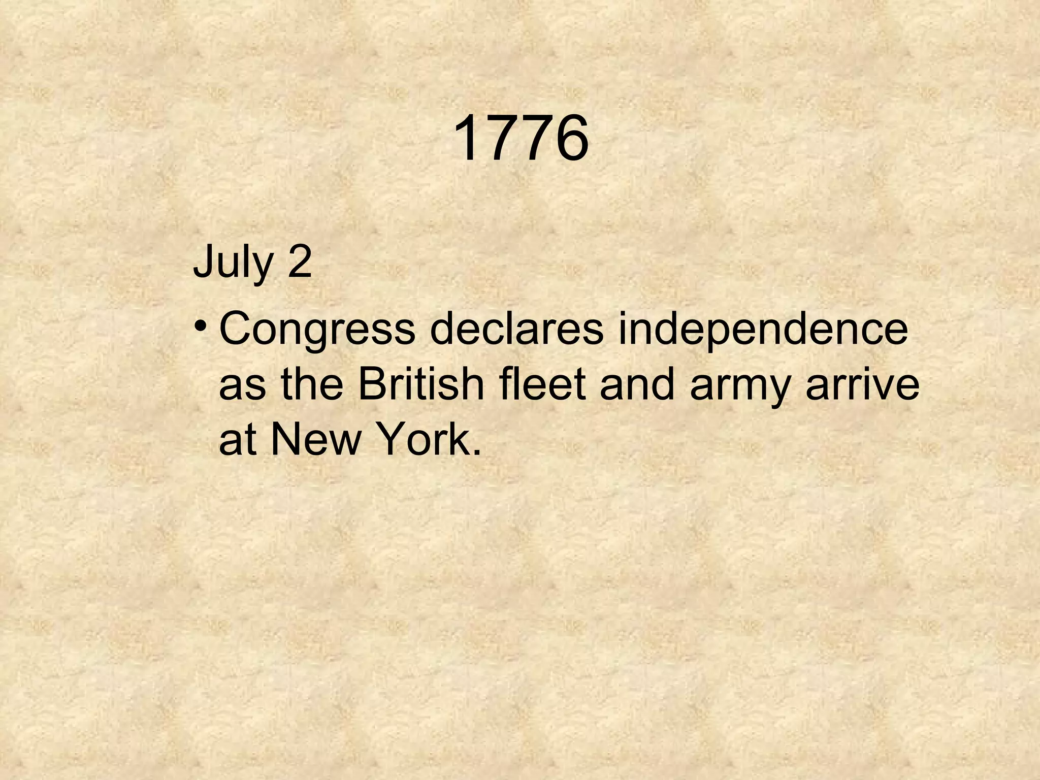 what happened after the declaration of independence timeline