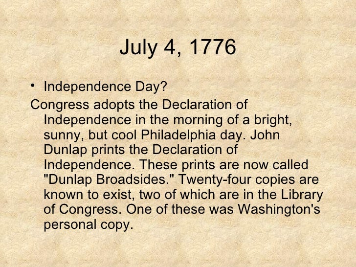 Declaration Of Independence Chronology