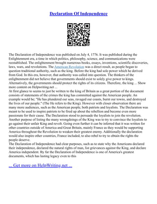 declaration of independence essay body paragraph