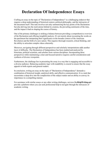 declaration of independence englands perspective