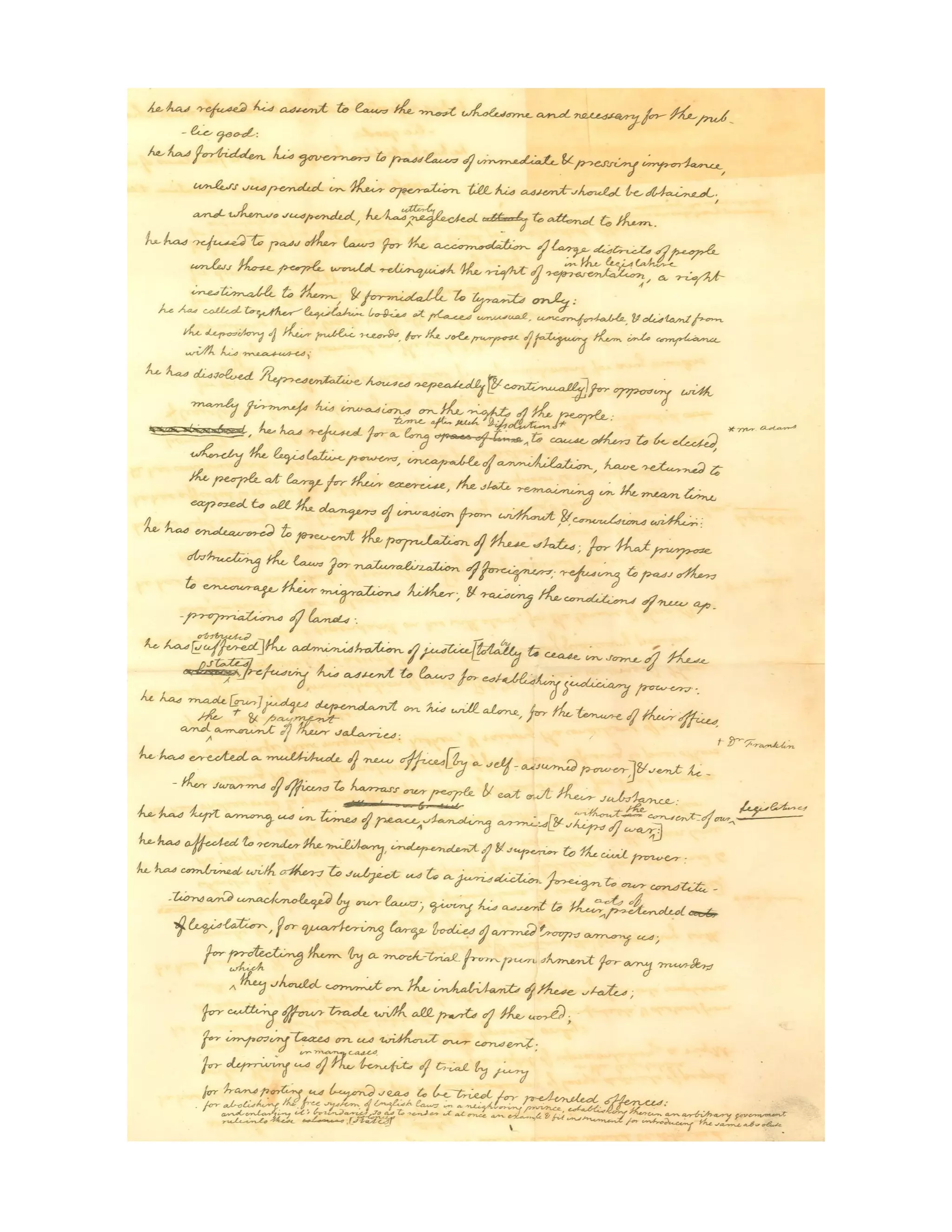 thomas jeffersons draft of the declaration of independence
