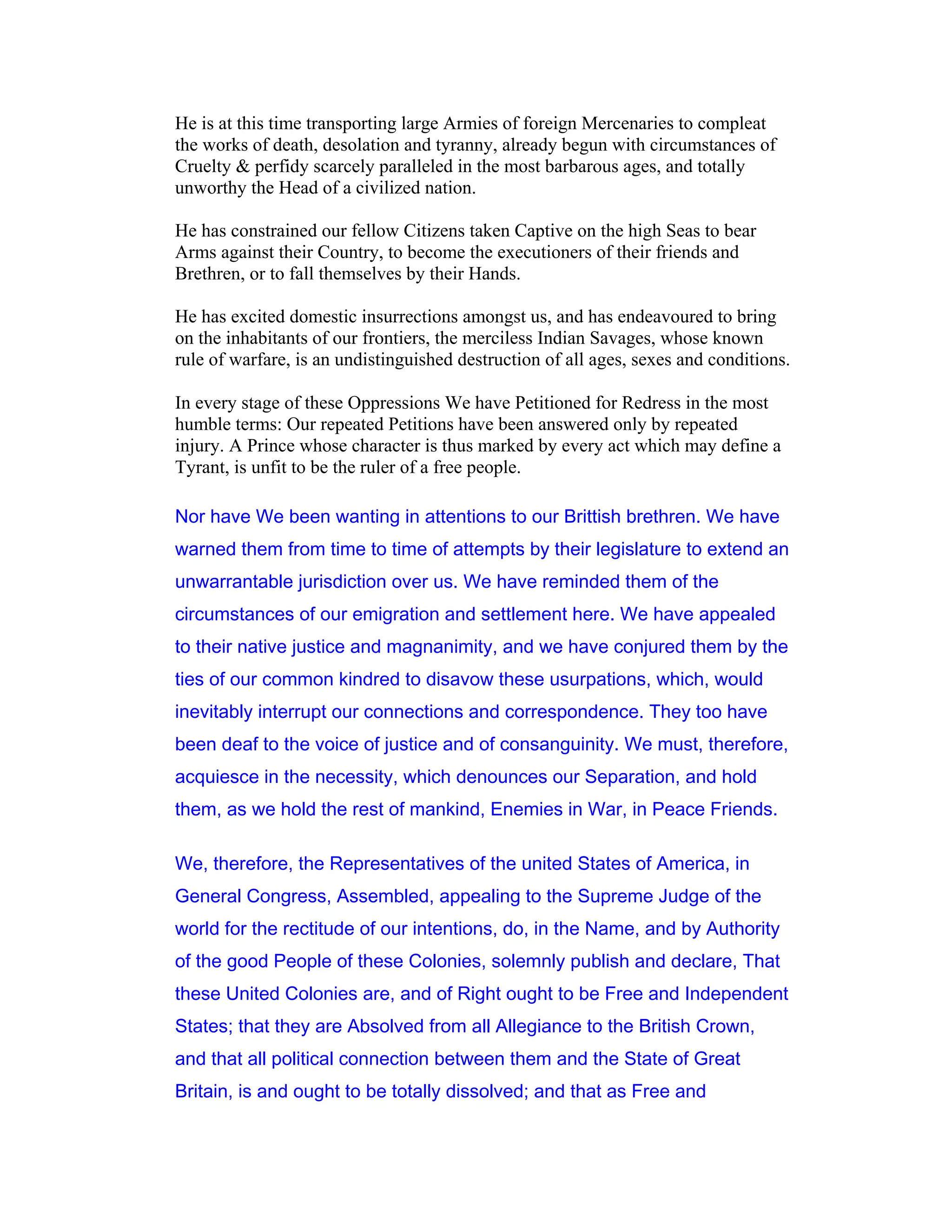 Declaration of independence text | PDF