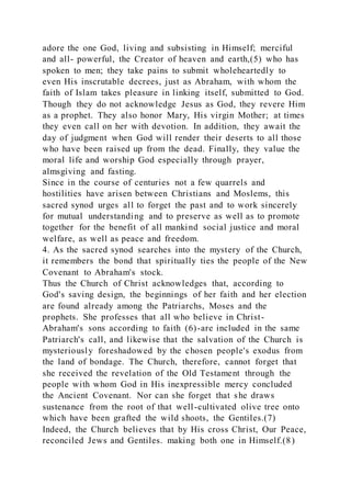 Inscrutable Faith DECLARATION ON THE RELATION OF THE CHURCH TO NON-CHRISTIAN RELIG | DOCX