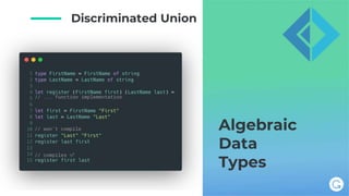 Algebraic
Data
Types
// won’t compile
// compiles ✅
// ... function implementation
 