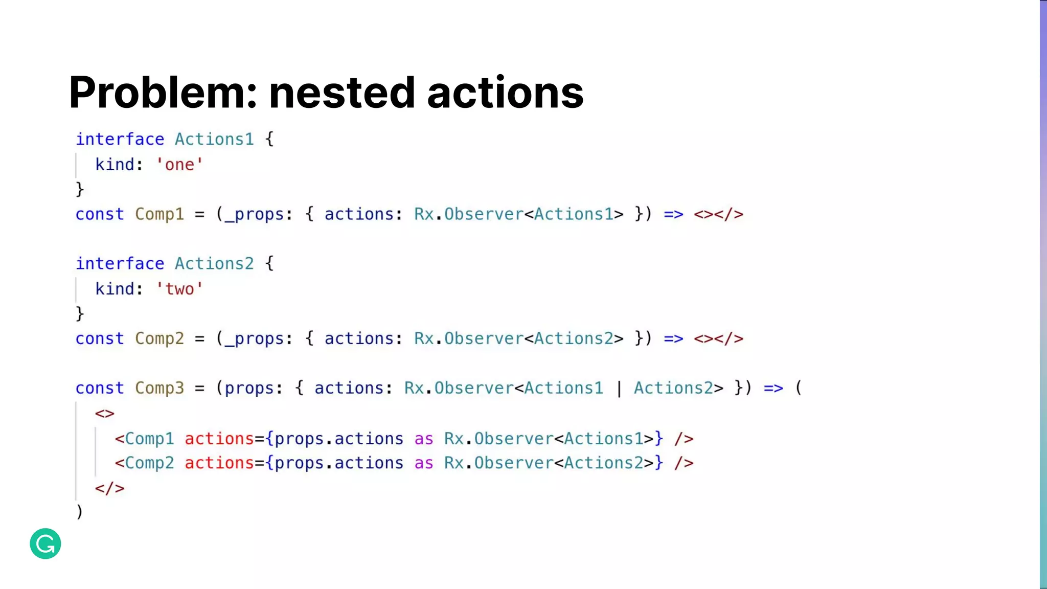 Problem: nested actions 