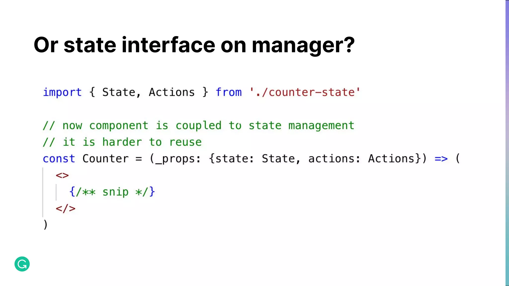 Or state interface on manager? 