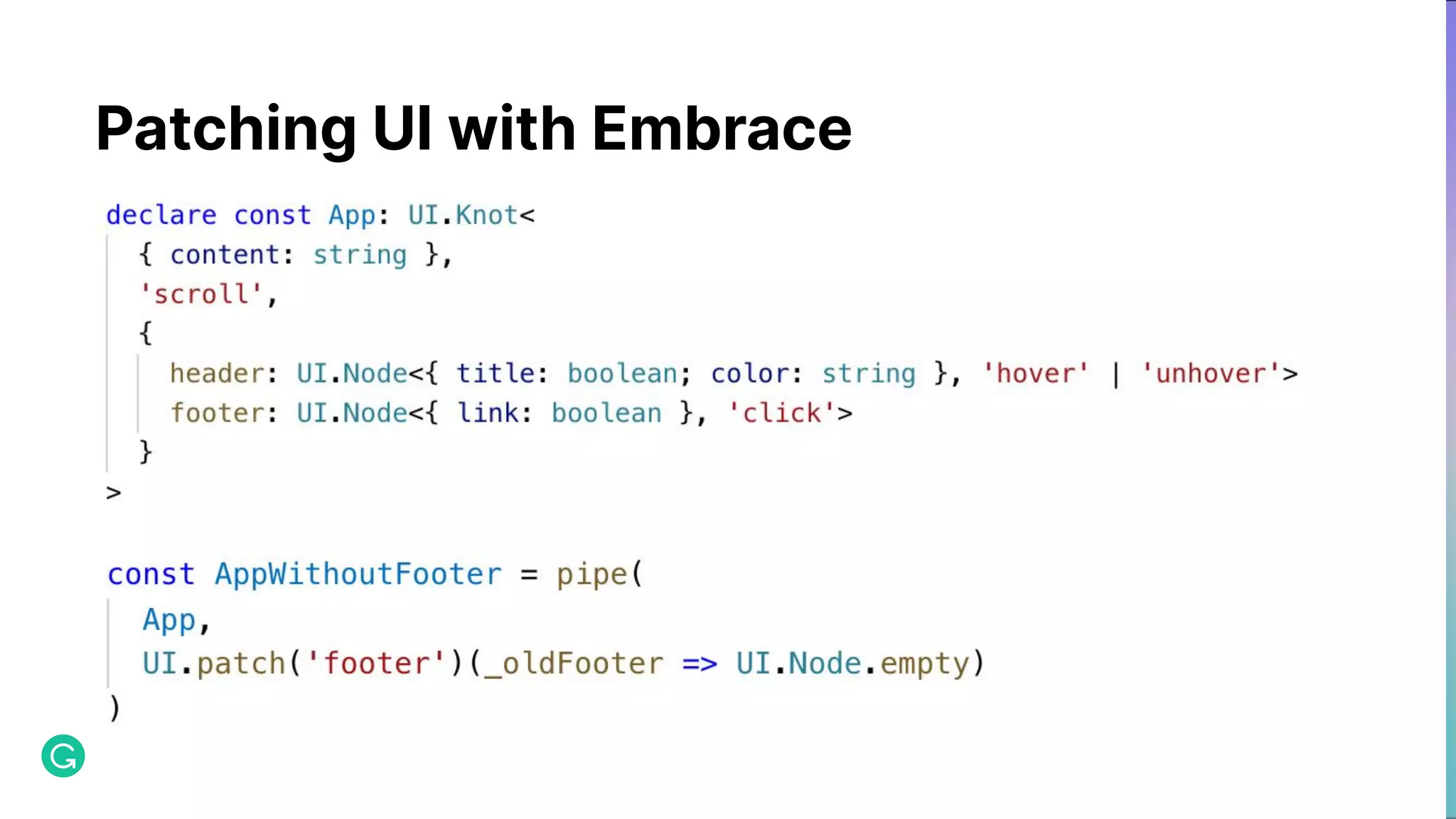 Patching UI with Embrace 