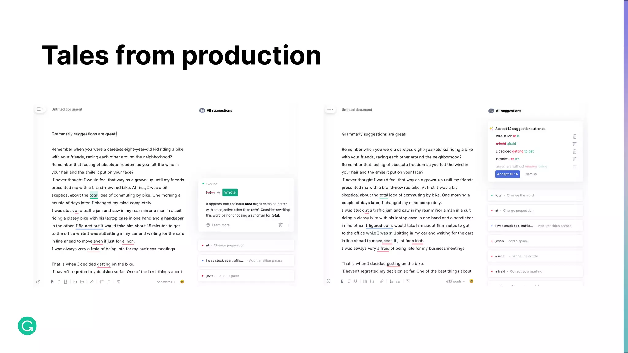 Tales from production 