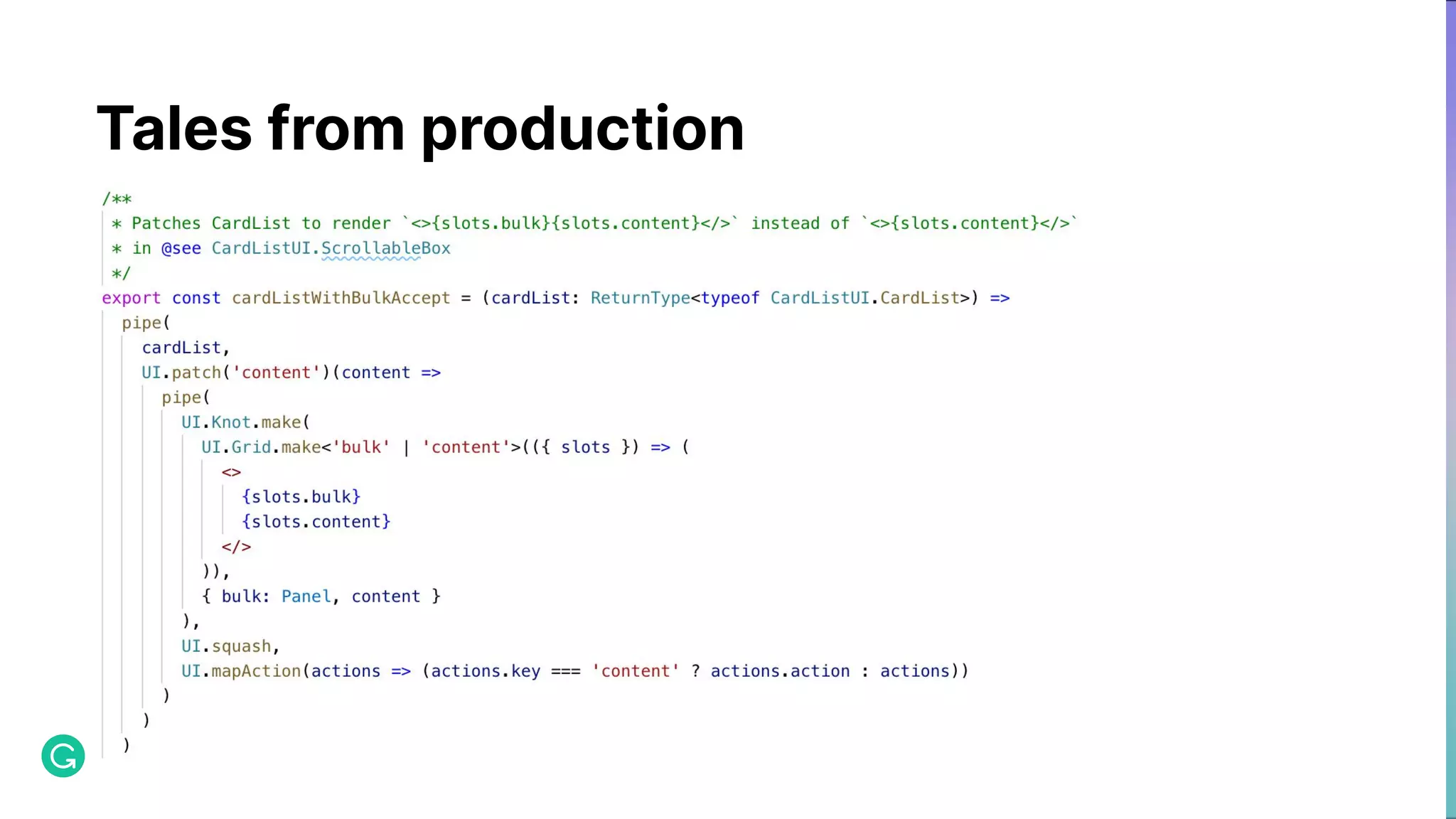Tales from production 
